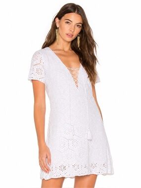 Show Me Your Mumu Fleetwood Dress XL White Crochet Lace Boho Mini Bridal Beach
